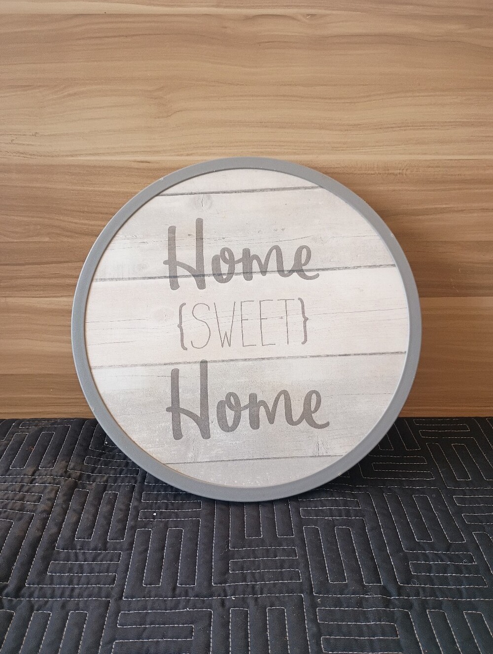 Home Sweet Home Round Wall Decor - Gray and White
